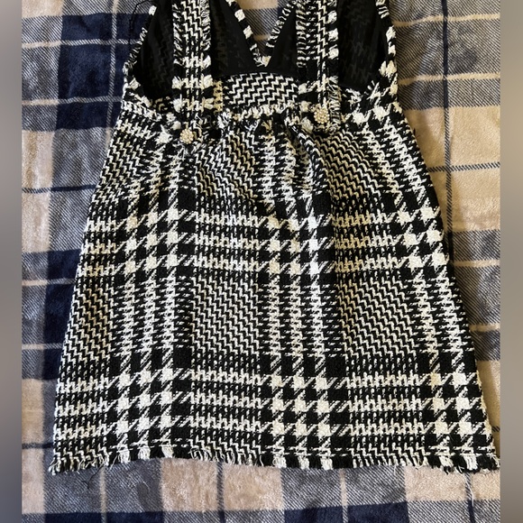 Zara Short pinafore-style dress black and white houndstooth - Picture 5 of 12